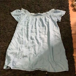 off the shoulder denim dress